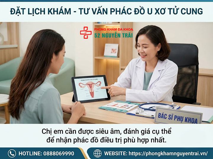 Điều Trị U Xơ Tử Cung Không Cần Phẫu Thuật 8 Đặt lịch khám để được tư vấn phác đồ U Xơ Tử Cung phù hợp