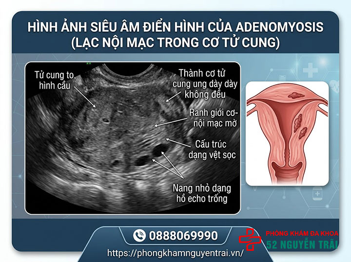Lạc nội mạc trong cơ tử cung: Đặc điểm, triệu chứng và điều trị 5 Hình ảnh siêu âm điển hình của Adenomyosis