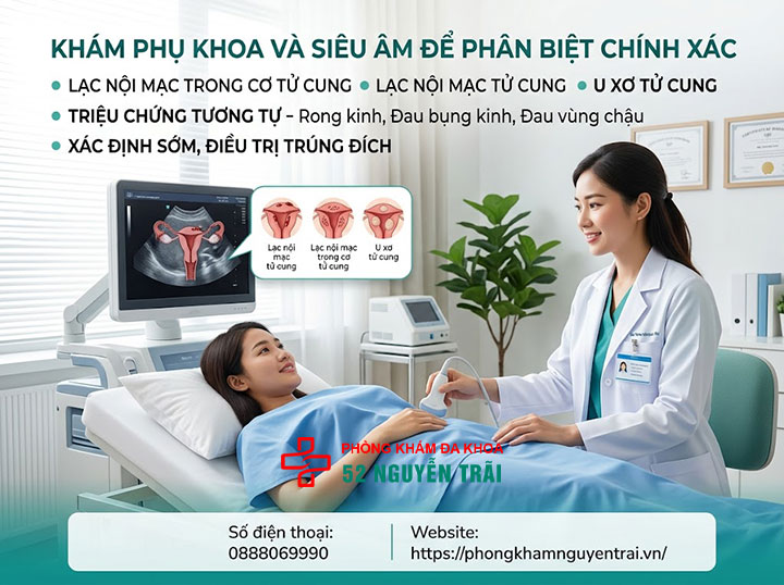 Lạc nội mạc trong cơ tử cung: Đặc điểm, triệu chứng và điều trị 8 Khám phụ khoa và siêu âm để phân biệt chính xác Lạc nội mạc tử cung