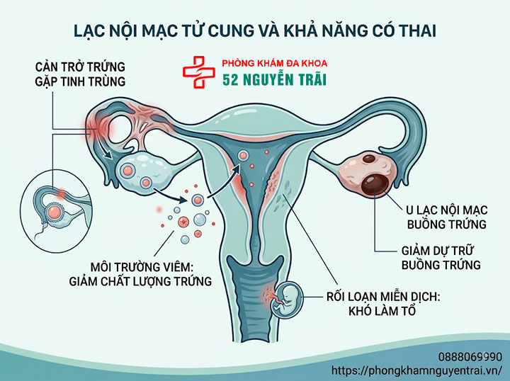 Lạc nội mạc tử cung có thai được không? Giải đáp chi tiết 2 Lạc nội mạc tử cung ảnh hưởng đến khả năng có thai như thế nào