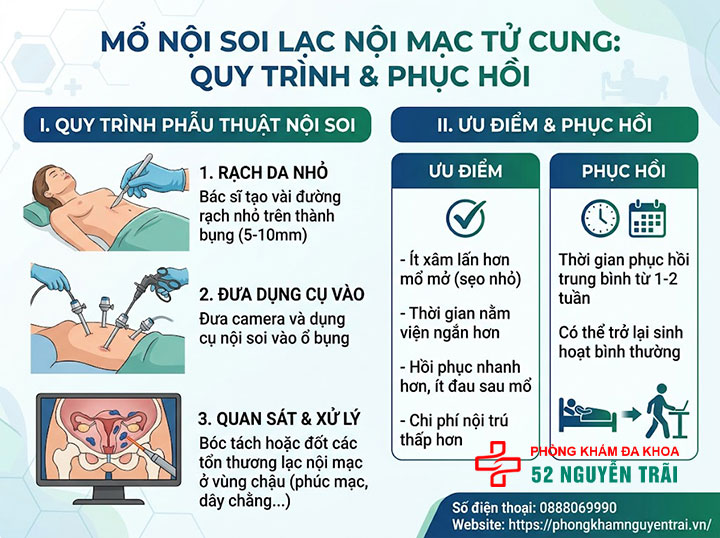 Mổ Lạc Nội Mạc Tử Cung: Khi Nào Cần, Chi Phí 2 Mổ nội soi bóc tách lạc nội mạc – quy trình và phục hồi