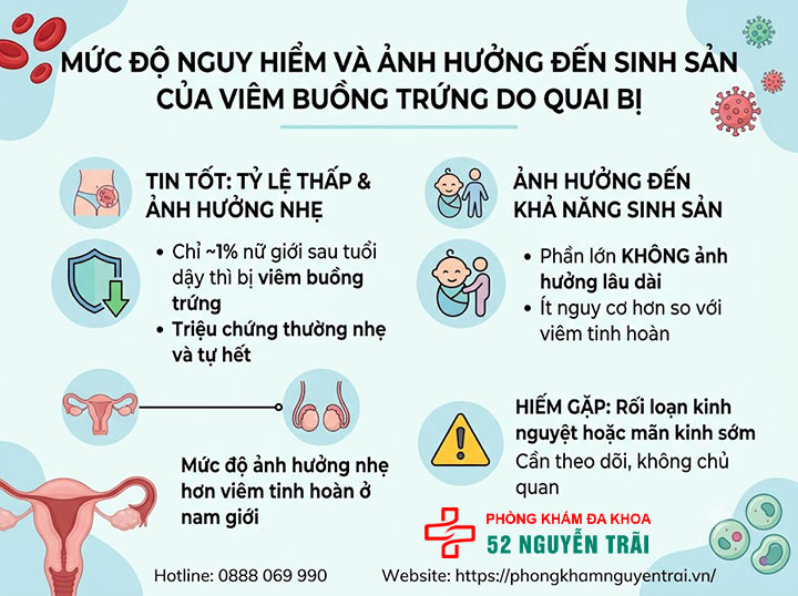 Viêm buồng trứng do quai bị: Triệu chứng và cách xử lý 3 Mức độ nguy hiểm và ảnh hưởng đến sinh sản của viêm buồng trứng do quai bị