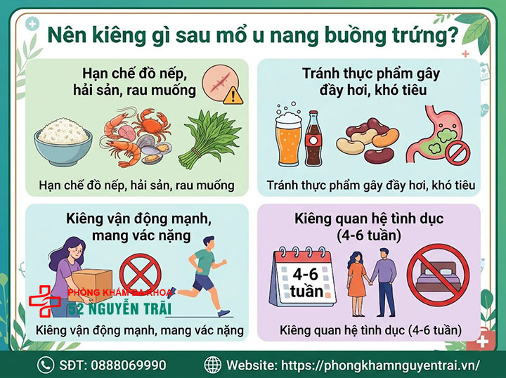 Mổ u nang buồng trứng: Khi nào cần, quy trình, chi phí 7 Nên kiêng gì sau mổ u nang buồng trứng?