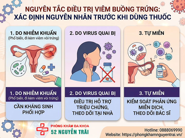 Điều Trị Viêm Buồng Trứng: Kháng Sinh Và Phác Đồ 1 Nguyên tắc điều trị viêm buồng trứng: xác định nguyên nhân trước khi dùng thuốc