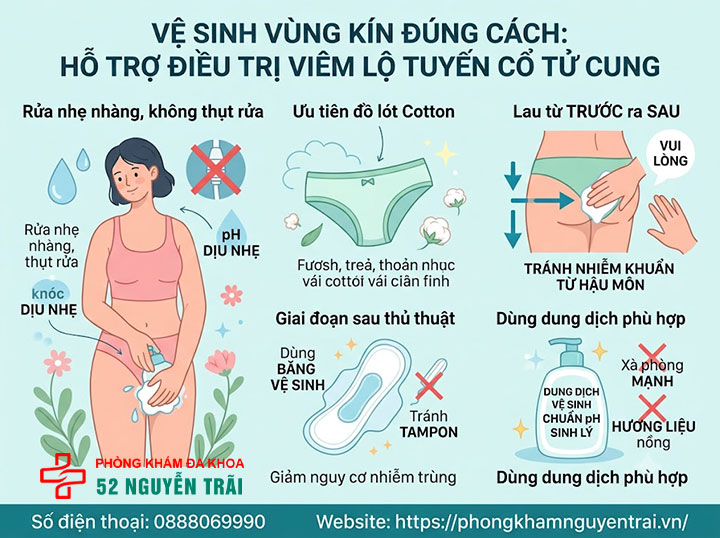 Viêm Lộ Tuyến Cổ Tử Cung Nên Ăn Gì, Kiêng Gì? 5 Vệ sinh vùng kín đúng cách hỗ trợ điều trị viêm lộ tuyến cổ tử cung