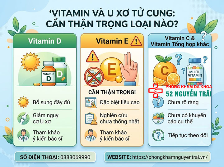 U Xơ Tử Cung Kiêng Ăn Gì, Nên Ăn Gì? Giải Đáp Chi Tiết 5 vitamin và u xở tở cung cần thận trọng loại nào